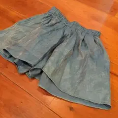 LOWRYSFARM　フリーサイズ　青　ゴムウエスト　ショートパンツ　カジュアル
