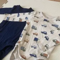 【H&M】ロンパースセット ネイビー 車柄 ~95cm