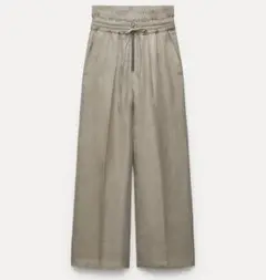 ZARA ZW ダブルウエスト バンド ワイド パンツ レイヤード ベージュ