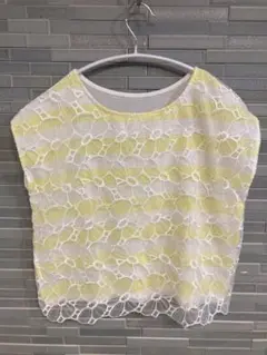ESKAI 花柄　ノースリーブ　Lサイズ　ゆったり　おおきめサイズ　ボーダー