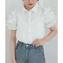MAJESTIC LEGON ミルフィーユフリルスリーブシャツ