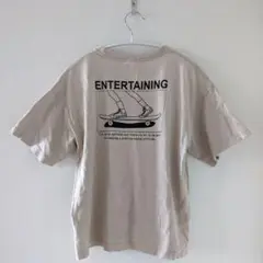 Tシャツ デビロック スケボー柄 ベージュ 150