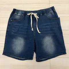 ダークブルー 3XL デニムハーフパンツ　大きいサイズ