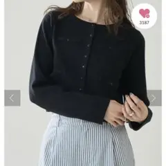 ミスティック ジャケットチビカーディガン 黒