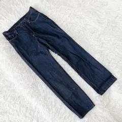 美品 《エドウィン》 (32) ストレートデニムパンツ 牛革ラベル 日本製
