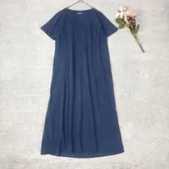 ブルチェーロ　半袖ワンピース　ロングTシャツ　ブルー系　プルオーバー　2ポケット