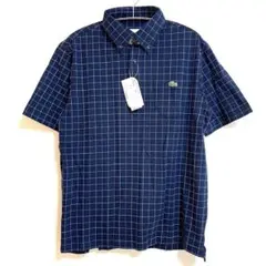 【新品タグ付き】ラコステ 半袖 シャツ 4 メンズL ネイビー チェック柄 人気