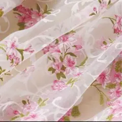 人気★レースカーテン　カーテン　100×200 花柄　ピンク　レース　2枚セット