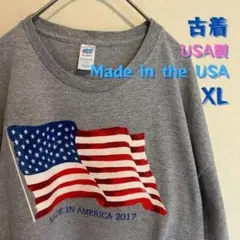 USA製 アメリカ国旗 プリント 古着 Tシャツ XL グレー (8)