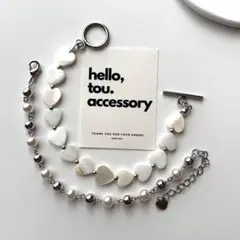 2set ハートモチーフシルバーブレスレット　パールブレスレット