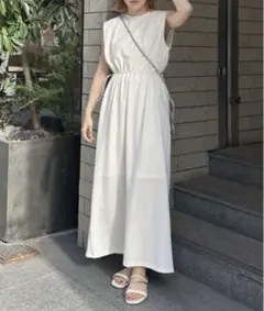 Thevon ウエストドロストジョーゼットナローワンピース