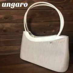 【ウンガロ】ungaro 美品 ハンドバッグ マグネットボタン レザー切替 ロゴ