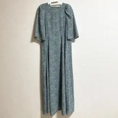 【BONLECILL】 花柄 半袖 ロングワンピース　グリーン