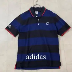 adidas アディダス ポロシャツ 八咫烏ロゴ JFA ボーダー柄 Oサイズ