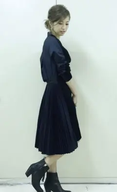 サカイ 異素材ドッキング　ニット シャツ プリーツ　ワンピース
