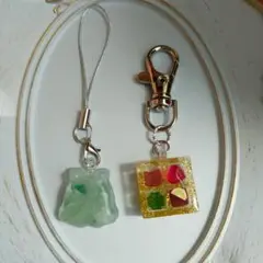 【匿名配送】⑤ハンドメイド レジン キーホルダー ストラップ ありがとうセット