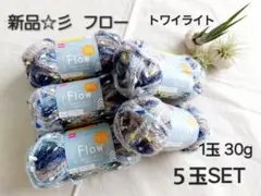 新品☆彡　ダイソー　フロー　トワイライト　ブルー系毛糸　1玉30g　5玉SET