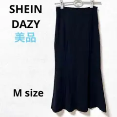 美品　シーイン【M】マーメイドスカート　タイト　ウエストリボン　ロング丈　黒