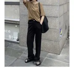 【ok.soon】wool blend straight slacks