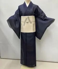 【値下げ！】紗袷 正絹 付下げ 夏着物 黒 銀彩 木々模様 身丈153cm 美品 fukufukukimono_zt18470-220318zm
