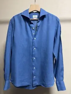 【超美品】GIANNETTOジャンネットシャツブルーリネン42