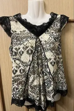 美品　シフォン　レース　ノースリーブ　カットソー