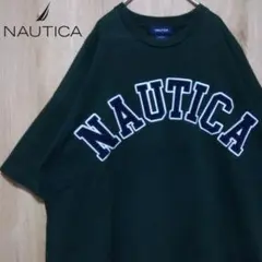 ノーティカ 古着 Tシャツ ヘビーウェイト ビッグワッペンロゴ ダークグリーン