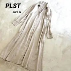 SALE❗️PLST　リネンミックスフレアシャツワンピース　ベージュ　Sサイズ