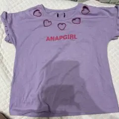 ANAPGIRL 紫 ハート刺繍 Tシャツ