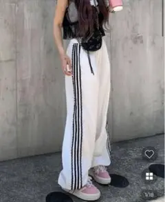 NUGU レースライントラックパンツ