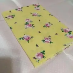 バラ柄 綿生地 イエロー