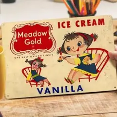 Meadow Gold メドウゴールドアイスクリーム金属ブリキ看板 USA