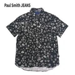 Paul Smith JEANS レーヨン リネン シャツ 総柄 ブラック M