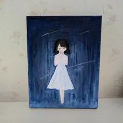 女の子　イラスト　絵画　水彩絵の具　原画