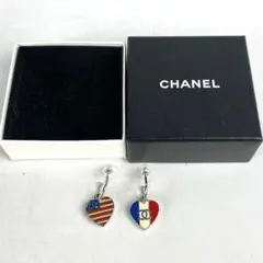 未使用に近い★シャルピアスCHANEL国旗デザイン★CCロゴレア/刻印有★正規品 未使用に近い☆シャルピアスCHANEL国旗デザイン☆CCロゴレア