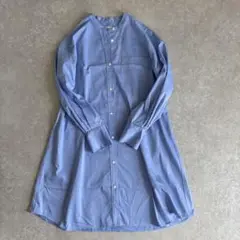 美品 1_OF MINE ワンオブマイン シャツワンピース ノーカラー ブルー