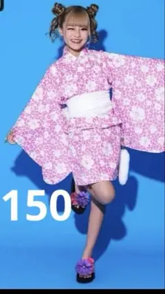 コギャル150浴衣ミニドレス豹柄ハイビスカ新品未使用ピンク浴衣簡単着付け
