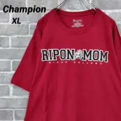 【Champion】カレッジプリントTシャツ えんじ RIPONMOM US古着