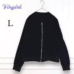 Virgirl 薄手 ノーカラー ジャンパー MA-1ジャケット L 黒