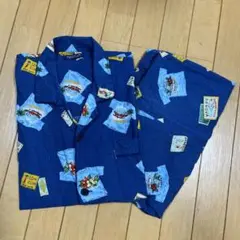 BELEXEED 青色 プリント柄 パジャマ　アロハ柄