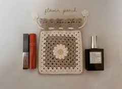 Flowerpouch 少し大きめ 巾着 pouch 編み物