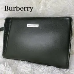 【美品】Burberry セカンドバッグ サフィアーノレザー ダークグリーン