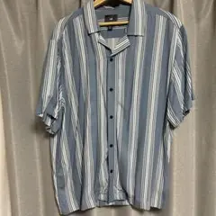 H&M 半袖シャツ 青と白のストライプ EUR XL