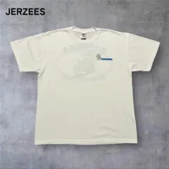 【324】JERZEESジャージーズ半袖クルーネックプリントTシャツホワイトL