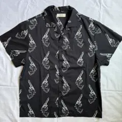 シャツ 柄シャツ 黒 半袖シャツ 韓国