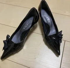 【未使用級】DIANA 黒 パンプス エナメル ポインテッドトゥヒール 21㎝