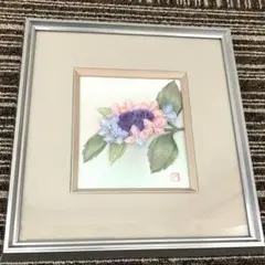 昭和レトロ　紫陽花の押し絵　インテリア　未使用