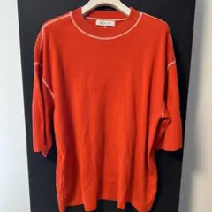 LiNoH COTTON EMBROIDER CREW NECK サイズ2 赤