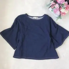 1981 レディース デニム半袖トップス ワイド かわいい シンプル 36/S