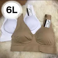 ノンワイヤー ブラジャー 2枚セット　6Ｌ ベージュ ホワイト